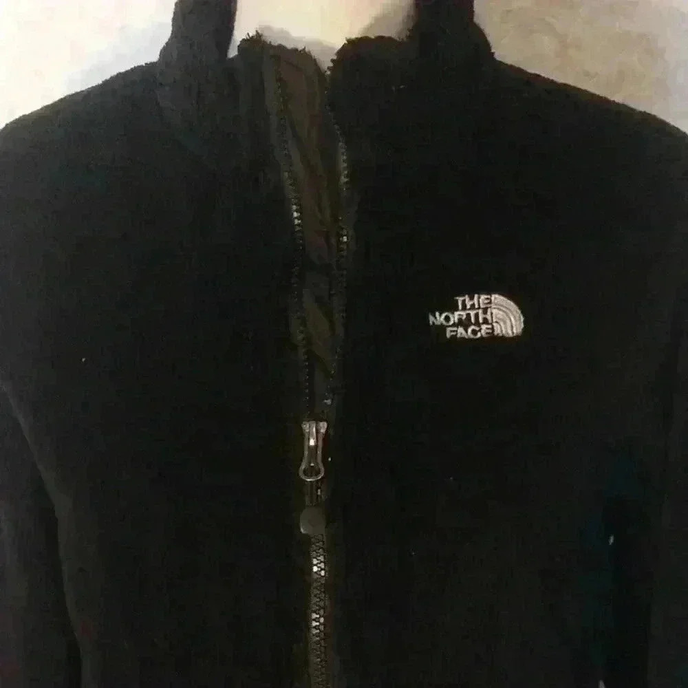 Women’s Black North Face Fleece Zip Up Jacket  Hiking Outdoor Cabin - Picture 2 of 8